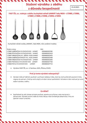 Bezpečnostní stažení výrobků z oběhu